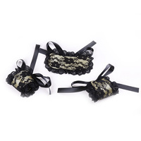 Masque et ensemble de restraints unisexe en dentelle de soie noire pour jeux de couple adultes, équipement BDSM, restraints Dominatrix, vente en gros