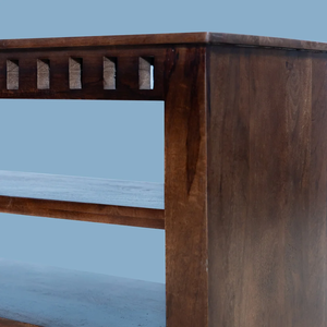 Soporte de mueble de TV de madera de estilo tradicional moderno con almacenamiento para sala de estar u hotel directo desde la India - Product Image 3