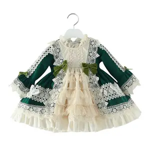 Robe de princesse style lolita en dentelle pour filles, tenue mignonne, à manches longues, nouvelle collection