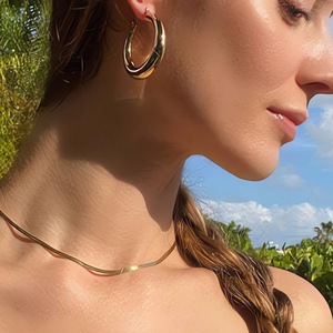 Pendientes de Aro de Acero Inoxidable, Pulidos, en Oro y Plata de 18k, Joyería de Moda para Mujer, Diseño Geométrico Circular Elíptico - Product Image 3