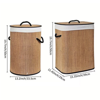 Panier à linge en bambou CF Wholesale, rond et rectangulaire, avec poignées en corde, couvercle, panier à vêtements tressé, organisateur combiné pour chambre et salle de bain