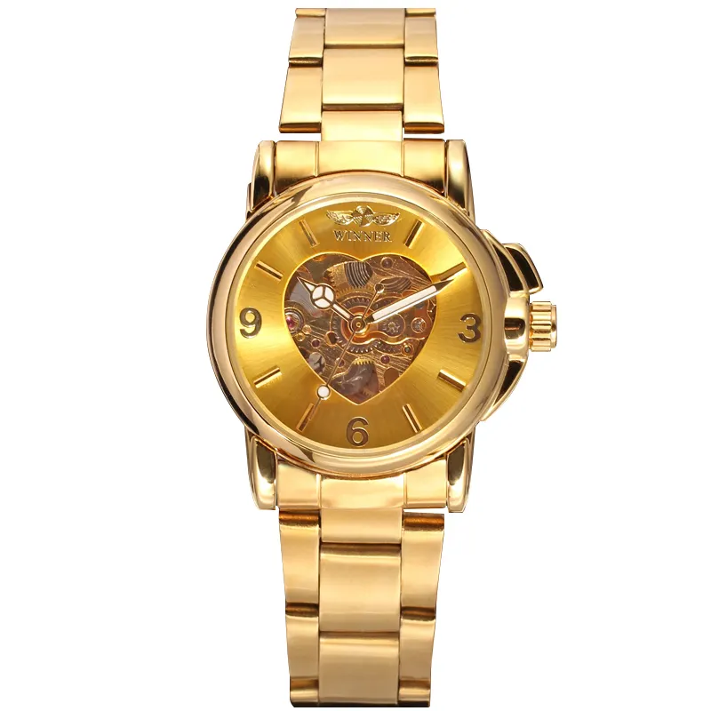 China Factory T- winner Custom logo Wholesale Luxury OEM Gold Lady Sport Skeleton Watches Automatic Mechanical Watch for Women