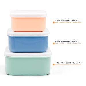 Tùy chỉnh OEM nhựa snackle <span class=keywords><strong>Container</strong></span> 3 gói vuông ăn trưa hộp bento hộp nhựa Snack hộp lồng nhau hộp đựng thức ăn cho lưu trữ - Product Image 3