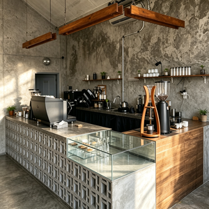 <span class=keywords><strong>Vitrine</strong></span> à pâtisserie en verre en forme de L de <span class=keywords><strong>style</strong></span> <span class=keywords><strong>industriel</strong></span> personnalisable de luxe avec éclairage LED pour café-bar - Product Image 3