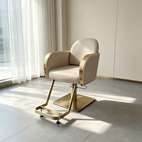 Fauteuil de Barbier en Cuir Gris Hydraulique Inclinable Durable pour Salon de Coiffure et Salon