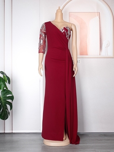 Abito da sposa africano con paillettes da sposa abito da <span class=keywords><strong>damigella</strong></span> da sposa abito da sposa nero per gli ospiti del ballo di fine anno - Product Image 4