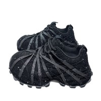 Baskets décontractées pour femmes à plateforme épaisse, entièrement ornées de strass, à double lacet, respirantes, rehaussantes, grandes tailles 36-42