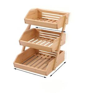 Grande Cesto Portafrutta e Pane a 3 Livelli in <span class=keywords><strong>Legno</strong></span>, Stile Rustico, per Cucina, Contenitore per Frutta, Pane e Verdura, Cesto Espositivo per la Casa - Product Image 2