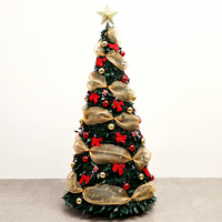 Vente en gros d'usine, arbre de Noël télescopique pliable en PVC de 4 pieds/5 pieds/6 pieds/7 pieds, arbre de Noël pop-up avec LED