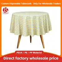 Nappe ronde jetable en PEVA à motif écossais classique, 120 pouces, 132 pouces, imperméable, durable, en gros, pour usage intérieur, extérieur et restaurant