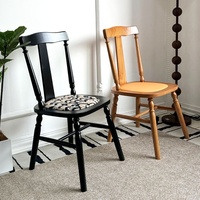 Chaises de salle à manger en bois massif de style américain DISHI, finition antique à la cire contemporaine, dossier durable pour la maison, l'hôtel, le café, le banquet