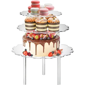 透明丙烯酸蛋糕架、纸杯蛋糕架蛋糕架、生日婚礼用台面甜点展示提升器