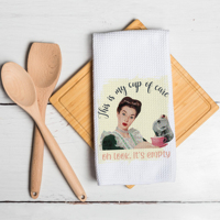 Serviette de cuisine drôle rétro femme au foyer humour cadeau de pendaison de crémaillère torchons gaufres