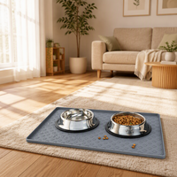 Tapis de Nourrissage pour Animaux de Compagnie en Silicone Imperméable à Motif Animal, Tapis de Bol pour Chien, Tapis d'Alimentation Réglable pour Animaux