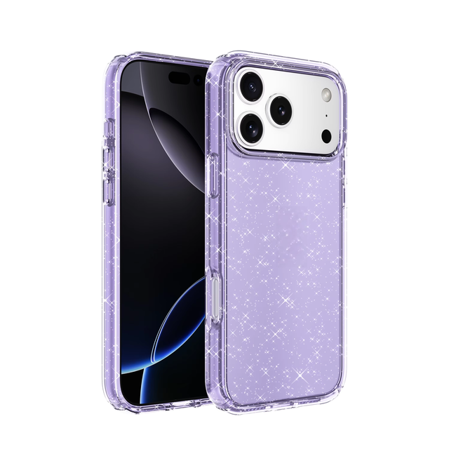 High Quality IMD/IML Technology Silk Print Glitter Transparent Phone Cover for iPhone 17 Series Crystal Clear TPU PC Phone Case