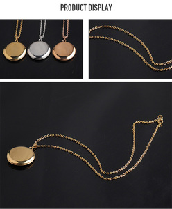 Collar Chapado En Oro de acero inoxidable Collier Ras Du Cou DIY Marco de imagen redondo foto collares medallón colgante collar - Product Image 6