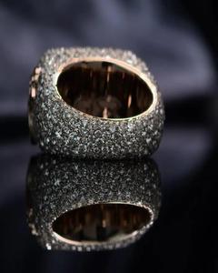 Anillo de Plata de Ley 925 Chapado en Oro, Hecho a Mano, con Diamantes Brillantes Cultivados en Laboratorio, Estilo Hip Hop - Product Image 2