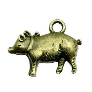 100pcs/bag 21x16mm Antique Silver Plated Antique Bronze Plated Zinc Alloy <strong>Pig</strong> <strong>Charms</strong> Pendants ABD-C10633 - Product Image 6