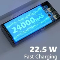 Chargeur portable universel à charge rapide 20000mAh réel, blanc, avec affichage LED pour smartphone, entrée Type-C, batterie Li-polymère 22,5W