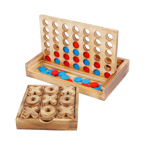 素朴な装飾ウッドTic Tac Toe & 4 in-Rowテーブルゲームセット折りたたみ式金属チェスボード家族とチェス愛好家 - Product Image 6