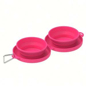 Bol double pliable portable 2 en 1 avec logo personnalisé pour les voyages et l'alimentation des animaux de compagnie pour les présentations - Product Image 2