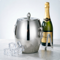Seau à glace XINGWANG moderne en acier inoxydable, forme ronde, poli miroir, 1L/2L, avec double poignée pour bar/KTV