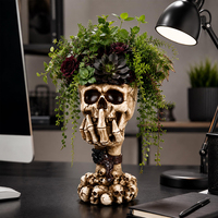 Totenkopf-Pflanzgefäß im Gothic-Stil als Halloween-Dekoration – „No Speak“ Gothic Totenkopf-Pflanzgefäß für Wohnzimmer, Büro, Spielzimmer und Bar-Dekoration