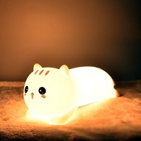 Lampe en silicone en forme de chat rechargeable par USB pour enfants, 7 couleurs changeantes, avec veilleuse pour chambre à coucher - Jouet animal mignon, cadeau