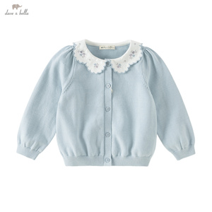 DB1260321 DAVE BELLA Maglione alla Moda per Bambine, Primaverile in Cotone, Grazioso Maglione Lavorato a <span class=keywords><strong>Maglia</strong></span> Azzurro Chiaro per Neonata - Product Image 2