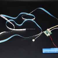 Bande lumineuse LED à piles 3,7 V rechargeable, activée par capteur, autocollante, découpable, flexible