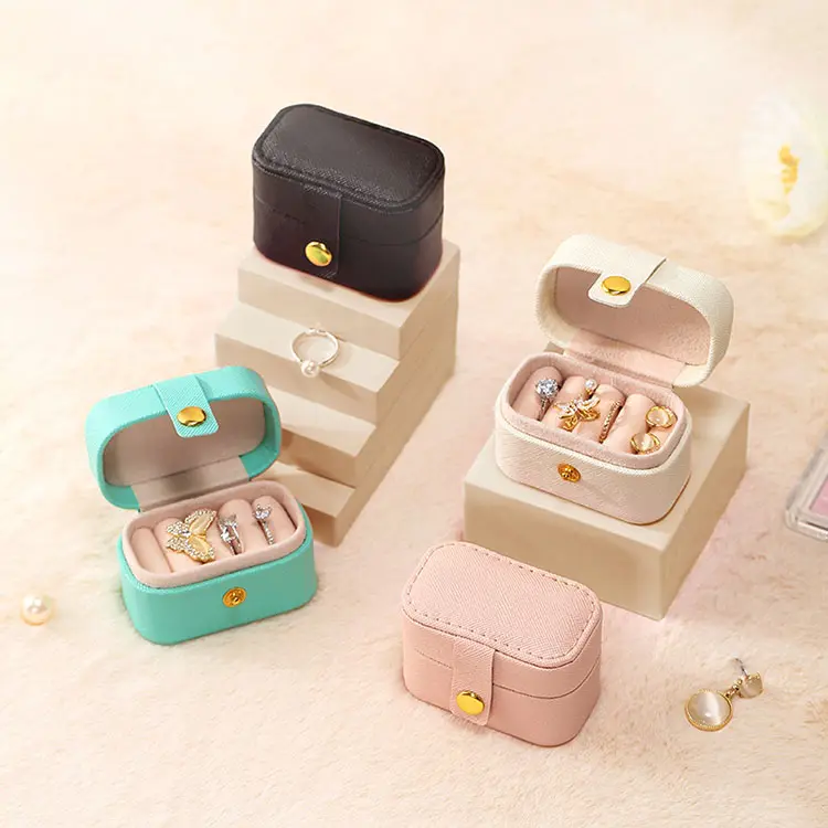 G1860 Small Gift Pu Leather Portable Travel Case Small Jewellery Packaging Ring Earring Mini Jewelry Organizer Box