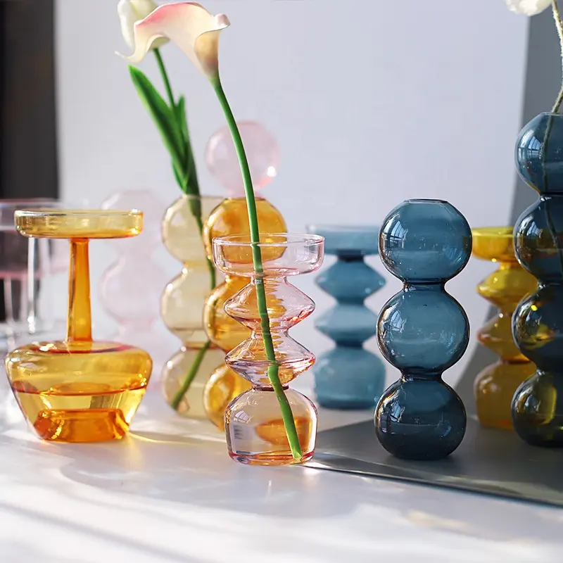 Vaso de vidro colorido barato, vasos de vidro nórdicos