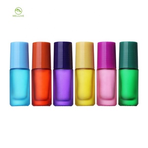 Prodotti per la cura personale 5ml 10ml arcobaleno di vetro smerigliato in acciaio rullo sulla bottiglia per la cura della pelle olio essenziale - Product Image 5