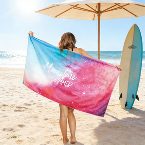 Toallas de Playa Personalizadas de Microfibra, Tejidas por Sublimación, Color Rosa Suave para Mujer, para la Playa - Product Image 3