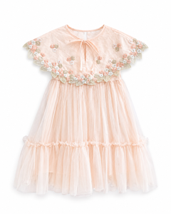 Robe de cérémonie chic pour filles avec cape amovible, motif floral, pour mariages - Product Image 4