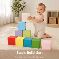 OEM ODM Ensemble de 10 cubes en mousse souple colorés pour enfants, blocs de construction empilables pour la crèche, la salle de jeux, vente en gros
