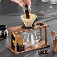 Organisateur multifonctionnel pour la préparation du café par infusion manuelle avec étagères de rangement, ensemble à café en bois