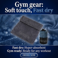 100% microfibre fitness poids banc serviette avec capuche fermeture éclair poche logo broderie sans quantité minimale de commande sport serviette de sport
