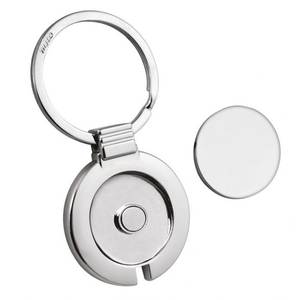 Porte-clés tendance en alliage d'acier inoxydable avec porte-carte de chariot, logo personnalisé et plaque gravée au laser, impression émaillée - Product Image 2