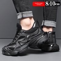 Chaussures de sport montantes pour hommes, style 'Dad Shoes', à lacets, rehaussantes de 10 cm, respirantes en maille, décontractées, polyvalentes, rétro, antidérapantes, semelle EVA