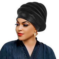 HZM-25478 Turban/Bonnet multi-couches à bordure exagérée pour femmes musulmanes africaines, idéal pour les mariages