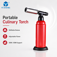 Briquet torche à gaz butane coupe-vent en métal, personnalisable avec logo, rechargeable, portable, pour barbecue, cigares, cuisine, cadeaux d'affaires