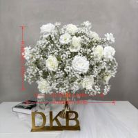 Boule de fleurs artificielles en soie réaliste rose et blanche pour centre de table de fête, décoration de table de remise de diplôme, de mariage ou de Thanksgiving