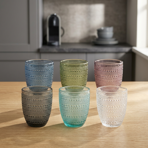 Set di 6 Bicchieri d'Acqua in Vetro da 325ml Galileo Mark, Fatti a Mano a Roma, Design Romano Elegante, Lavabili in Lavastoviglie, Adatti al Microonde, Perfetti per Feste - Product Image 2