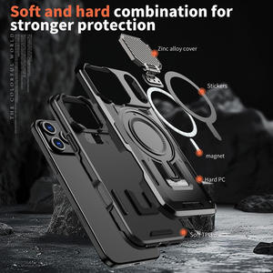 Combo dur PC antichoc 360 Forros métal porte-objectif étui de téléphone pour <span class=keywords><strong>iPhone</strong></span> 17 Pro Max 16 15 14 béquille téléphone couverture arrière - Product Image 3