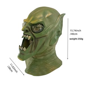 고블린 마스크 디럭스 그린 맨 할로윈 코스프레 의상 소품, 성인 녹색 고블린 의상과 라텍스 녹색 고블린 마스크 놀이 파티 - Product Image 2