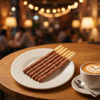 Bâtonnets de biscuits enrobés de chocolat et de lait, certifiés Halal, personnalisables, en vrac, pour les collations décontractées, avec une enrobage extérieur lisse et crémeux