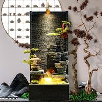 Fuente de resina feng shui antigua, fuente de interior, cascada con luz Led