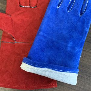 Guantes de Soldadura Resistentes al Calor de 14 Pulgadas con Certificación <span class=keywords><strong>CE</strong></span>, Guantes de Soldadura de Cuero Vacuno con Logotipo Personalizado para Protección de Manos de Soldador - Product Image 4