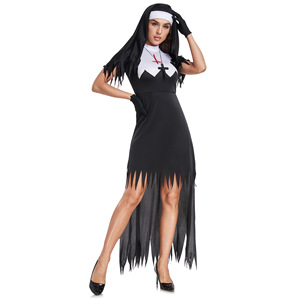 Disfraz de Monja para Mujer de Halloween, Disfraz de Vampiro Demonio, Vestido Largo con Estampado de Cruz, Disfraz de Fiesta - Product Image 6